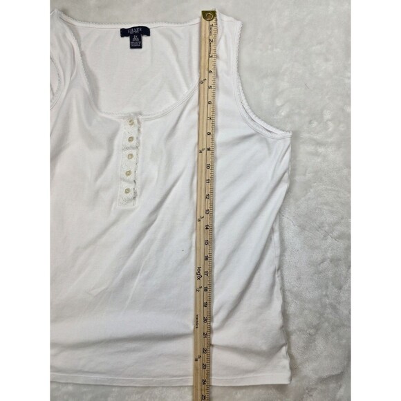 Chaps Women's XXL White Sheer Panel Tank Top 100% Cotton - Picture 6 of 7
